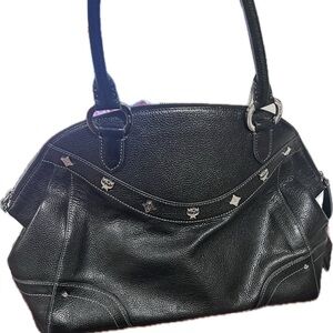 MCM Black Leather Shoulder Bag